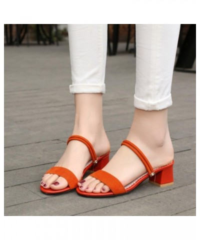 Fashion Sandals with Chunky Heel and Open Toe Cute Slippes with Large Size Available Orange $19.79 Sandals