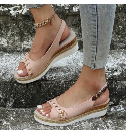 Women's Two Strap Heeled Sandal Gladiator Flat Sandals Flip Flops Pump Sandals Adjustable Ankle Strap for Women Pink $11.99 S...