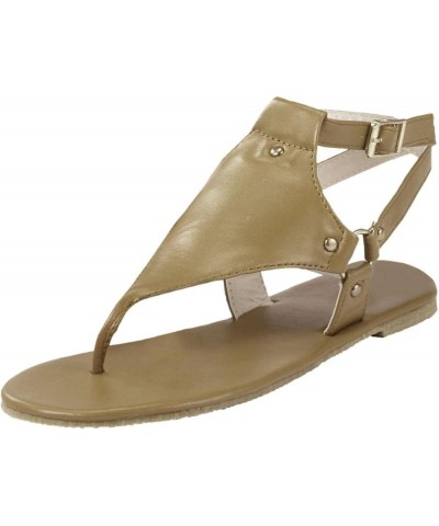 Womens Sandals Dressy Thong Ankle Strap Sandals Buckle Open Toe Comfortable Flip Flops Beach Shoes A22 Gold $6.28 Sandals