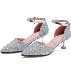 Bride Stiletto Kitten Heels Pointed Toe Wedding Sandals Silver $29.86 Sandals