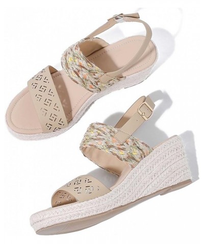 Women's Heels Women Sandals Summer New Pattern Fashion Open Toe Breathable Thick Bottom Wedge Non Slip Buckle Beige $32.77 At...