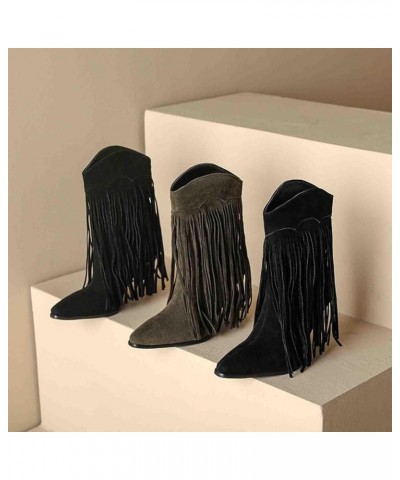 Cowboy boots Women Autumn And Winter Women's Boots For Women Large Size Fashionable Tassels Round Head And Boot Socks Women M...