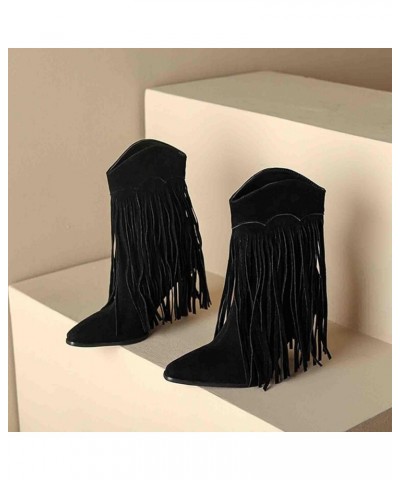 Cowboy boots Women Autumn And Winter Women's Boots For Women Large Size Fashionable Tassels Round Head And Boot Socks Women M...