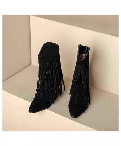 Cowboy boots Women Autumn And Winter Women's Boots For Women Large Size Fashionable Tassels Round Head And Boot Socks Women M...