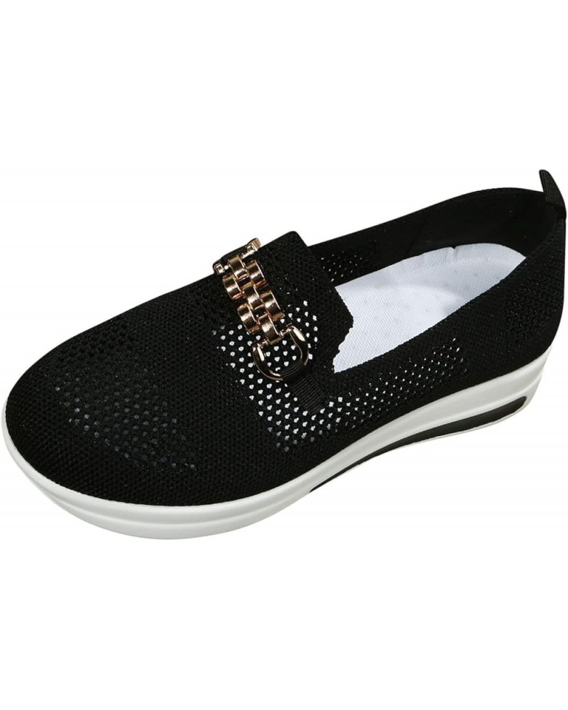 Women Sneakers Slip-On Walking Shoes Platform Slip-On Sneakers Shoe Laces for Sneakers Black $13.12 Athletic Shoes