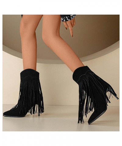 Cowboy boots Women Autumn And Winter Women's Boots For Women Large Size Fashionable Tassels Round Head And Boot Socks Women M...