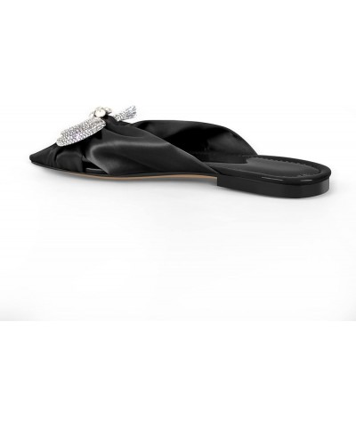 Open Toe Flat Mules Bowknots Band No Heels Summer Shoes for Daily Wearing Glitter Bow Black $33.64 Mules & Clogs