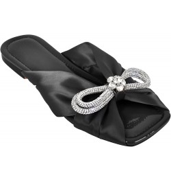 Open Toe Flat Mules Bowknots Band No Heels Summer Shoes for Daily Wearing Glitter Bow Black $33.64 Mules & Clogs