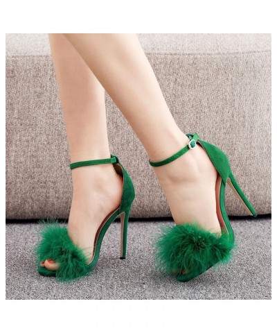 Heels for Women 2023, Women's Fashion Kitten Heel Sandals Zipper Thin Low Heels Sandals Strappy Stiletto Pumps Shoes Z9-green...