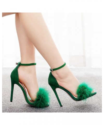 Heels for Women 2023, Women's Fashion Kitten Heel Sandals Zipper Thin Low Heels Sandals Strappy Stiletto Pumps Shoes Z9-green...