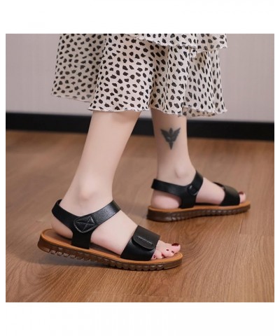 strap sandals for women, Fashion Spring And Summer Casual Flat Sandals Buckle Women's Sandals Z 01-black $13.64 Pumps