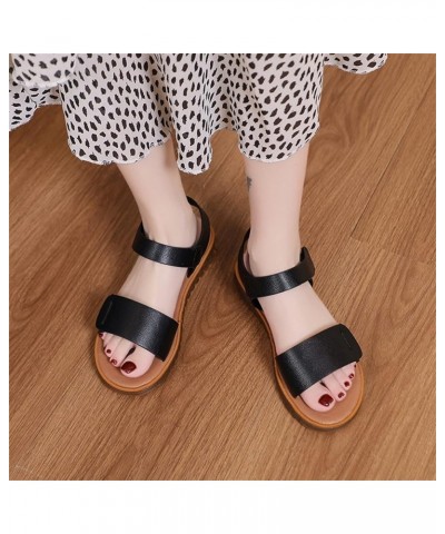 strap sandals for women, Fashion Spring And Summer Casual Flat Sandals Buckle Women's Sandals Z 01-black $13.64 Pumps