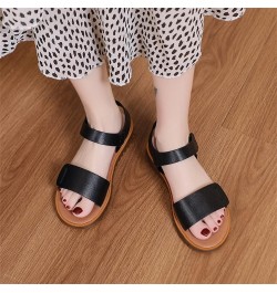 strap sandals for women, Fashion Spring And Summer Casual Flat Sandals Buckle Women's Sandals Z 01-black $13.64 Pumps