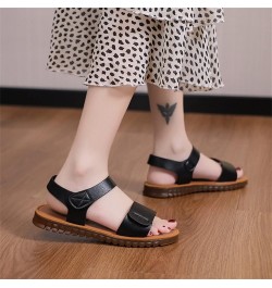 strap sandals for women, Fashion Spring And Summer Casual Flat Sandals Buckle Women's Sandals Z 01-black $13.64 Pumps