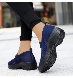 Women's Platform Walking Shoes Breathable Mesh Sneakers Comfort Working Shoes Lightweight Wedge Tennis Shoes (Blue, 10) 7 Blu...