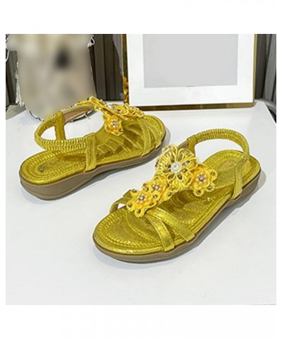 Womens Support Sandals Women Sandals Fashion Beaded Decorative Open Toe Casual Wedge Comfortable Non Slip Large Elastic Beach...