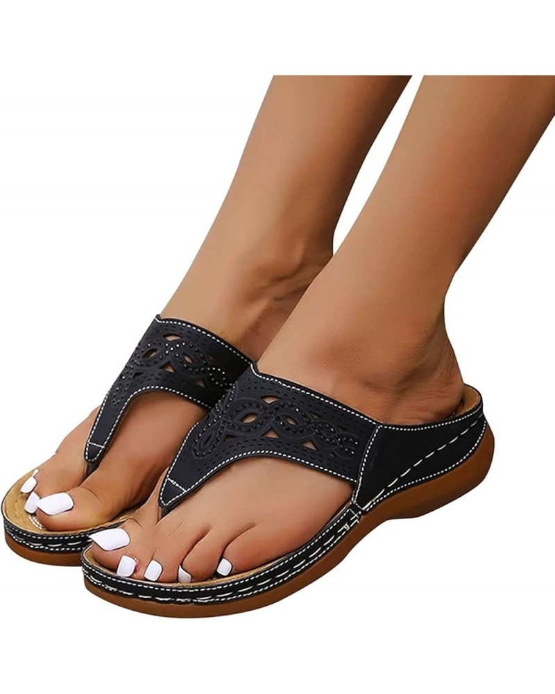 Women's Toe Separator Flip Flops Summer Women Orthopaedic Sandals,2023 Wedge Platform Leather Sandals with Arch Support Summe...