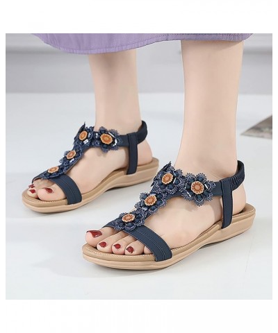 wedding flats shoes for bride Womens Summer Fashion Plus Size Comfortable Rhinestone Flower Wedge Sandals Z 05-blue $16.40 Sa...