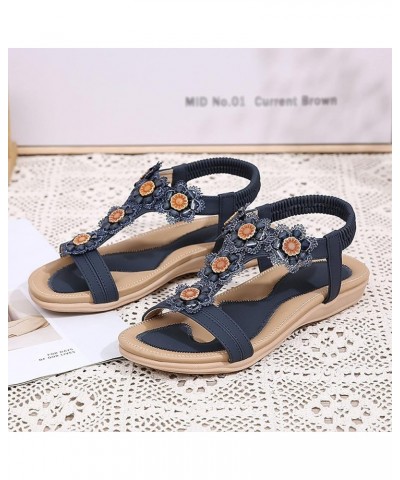 wedding flats shoes for bride Womens Summer Fashion Plus Size Comfortable Rhinestone Flower Wedge Sandals Z 05-blue $16.40 Sa...