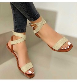 Wide Width Sandals for Women Flat Retro Plus Size Slides Non Slip Beach Casual Boho Roman Open Toe Summer Comfy Thong 8.5 Bei...