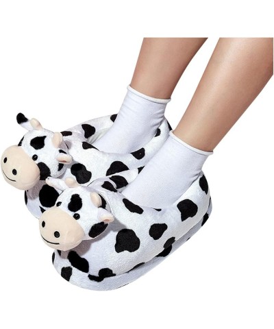 Womens Soft Plush House Slippers Womens Flip Warm Men Plush Shoes Soft House Slippers For Womens Flop Slippers White $11.01 S...