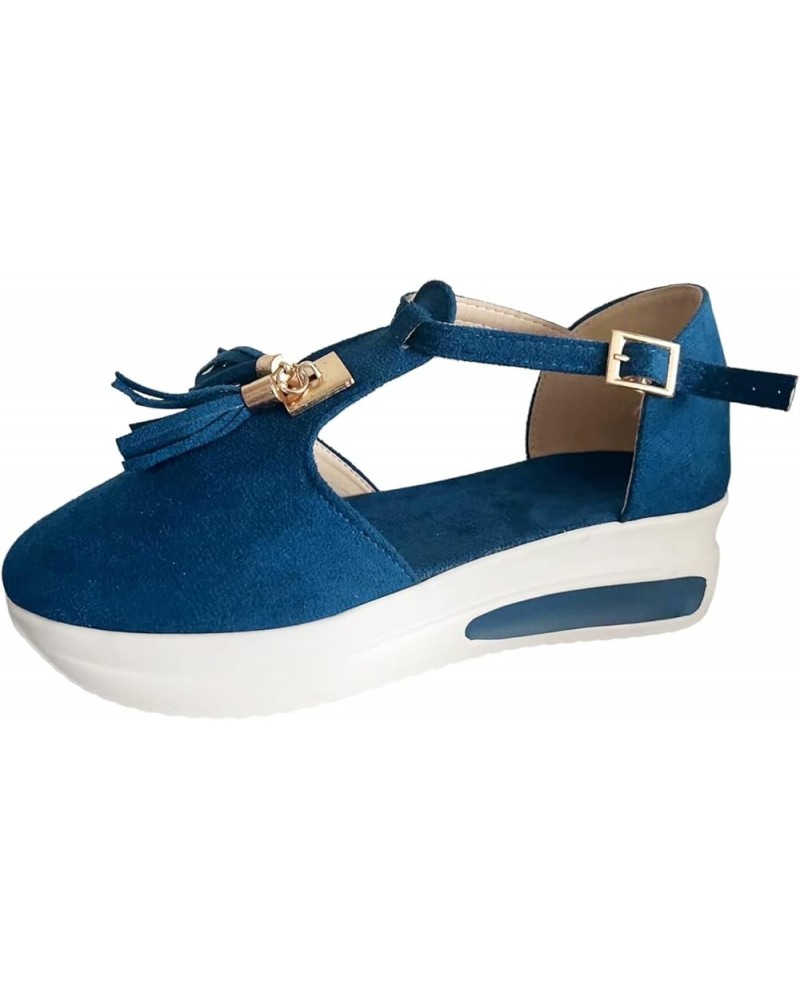 Women Platform Sandals Wedges Sandals For Women Casual Platform Heels Sandals Women Heeled Sandals For Women Blue-e $10.04 At...