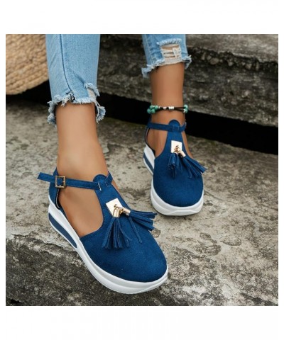 Women Platform Sandals Wedges Sandals For Women Casual Platform Heels Sandals Women Heeled Sandals For Women Blue-e $10.04 At...