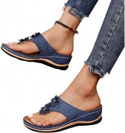 Womens Flip Slider Strap On Flops Roman Slip Flat Clip Sandals T Sandals Comfy With Water Sandals Size Sandal Summer Blue $13...