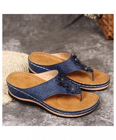 Womens Flip Slider Strap On Flops Roman Slip Flat Clip Sandals T Sandals Comfy With Water Sandals Size Sandal Summer Blue $13...