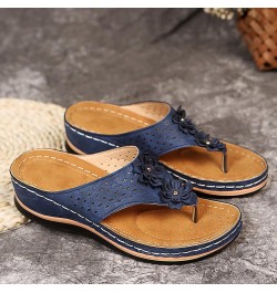 Womens Flip Slider Strap On Flops Roman Slip Flat Clip Sandals T Sandals Comfy With Water Sandals Size Sandal Summer Blue $13...