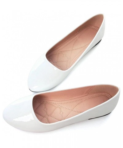 Women Cute Slip-On Ballet Shoes Soft Solid Classic Pointed Toe Flats Pu White $12.96 Flats