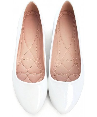 Women Cute Slip-On Ballet Shoes Soft Solid Classic Pointed Toe Flats Pu White $12.96 Flats