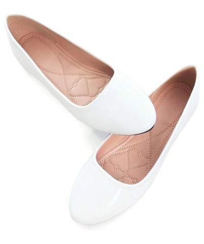 Women Cute Slip-On Ballet Shoes Soft Solid Classic Pointed Toe Flats Pu White $12.96 Flats