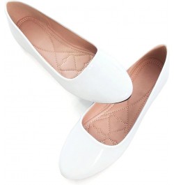 Women Cute Slip-On Ballet Shoes Soft Solid Classic Pointed Toe Flats Pu White $12.96 Flats