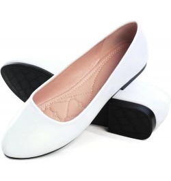 Women Cute Slip-On Ballet Shoes Soft Solid Classic Pointed Toe Flats Pu White $12.96 Flats