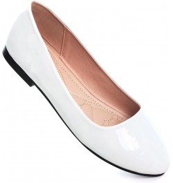 Women Cute Slip-On Ballet Shoes Soft Solid Classic Pointed Toe Flats Pu White $12.96 Flats