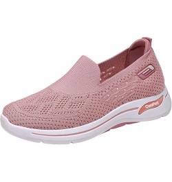 Ladies Fashion Solid Color Mesh Breathable Flat Comfortable Casual Sneakers Arch Support Sneakers Pink $19.13 Fashion Sneakers