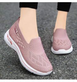 Ladies Fashion Solid Color Mesh Breathable Flat Comfortable Casual Sneakers Arch Support Sneakers Pink $19.13 Fashion Sneakers