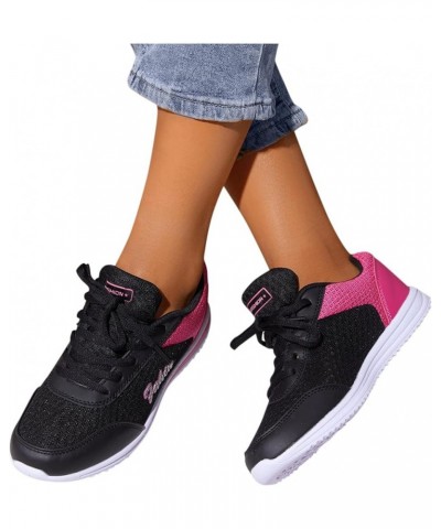 Fashion Women Outdoor Mesh Lace-Up Sports Shoes Runing Breathable Shoes Sneakers Z-03 Black $14.25 Athletic Shoes