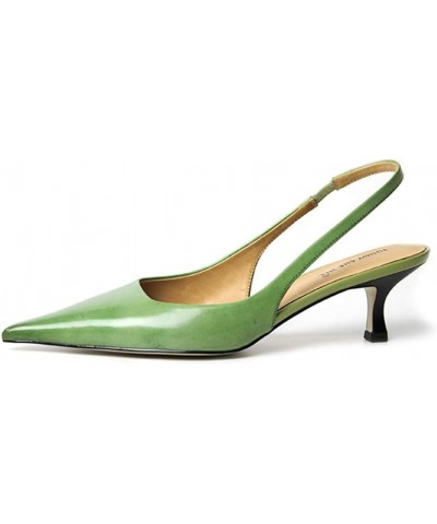 Women's Mid Kitten Heel Slingback Sandal Pointy Toe Sexy Pumps Comfortable Dress Party Walking Shoes Size 4-15 US Green $49.4...