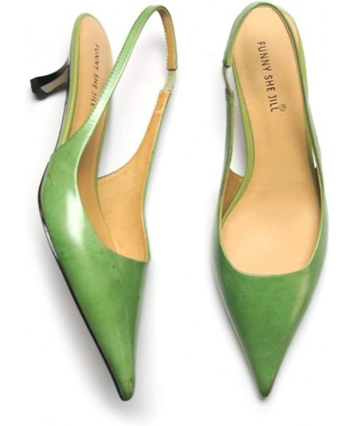 Women's Mid Kitten Heel Slingback Sandal Pointy Toe Sexy Pumps Comfortable Dress Party Walking Shoes Size 4-15 US Green $49.4...