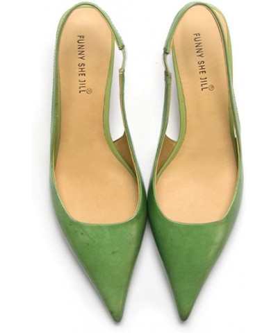 Women's Mid Kitten Heel Slingback Sandal Pointy Toe Sexy Pumps Comfortable Dress Party Walking Shoes Size 4-15 US Green $49.4...