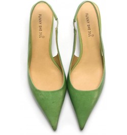 Women's Mid Kitten Heel Slingback Sandal Pointy Toe Sexy Pumps Comfortable Dress Party Walking Shoes Size 4-15 US Green $49.4...