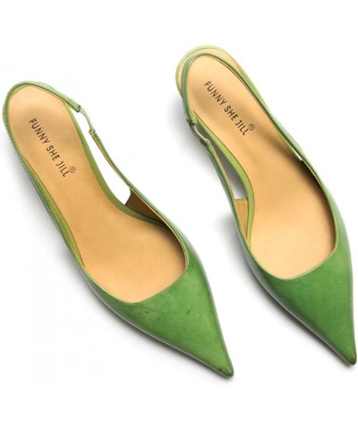 Women's Mid Kitten Heel Slingback Sandal Pointy Toe Sexy Pumps Comfortable Dress Party Walking Shoes Size 4-15 US Green $49.4...