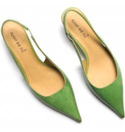 Women's Mid Kitten Heel Slingback Sandal Pointy Toe Sexy Pumps Comfortable Dress Party Walking Shoes Size 4-15 US Green $49.4...