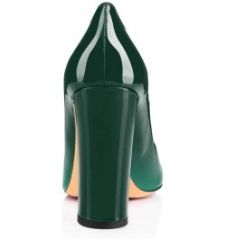 Pumps Women Sexy Patent Leather Round Toe Block Heels Pumps Gorgeous Evening Party Wedding Shoes Plus Size Gradient Green $28...