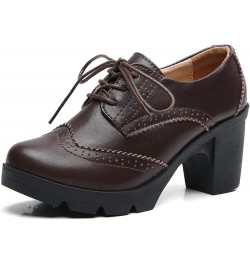 Women's Faux Leather Lace Up Oxfords Comfort Closed Round Toe Ladies Work Dress Shoes Retro Brogue Pumps for Party Brown $23....