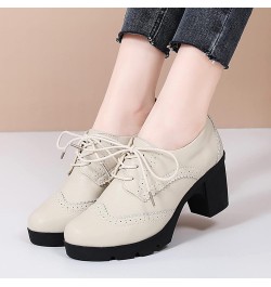 Women's Faux Leather Lace Up Oxfords Comfort Closed Round Toe Ladies Work Dress Shoes Retro Brogue Pumps for Party Brown $23....