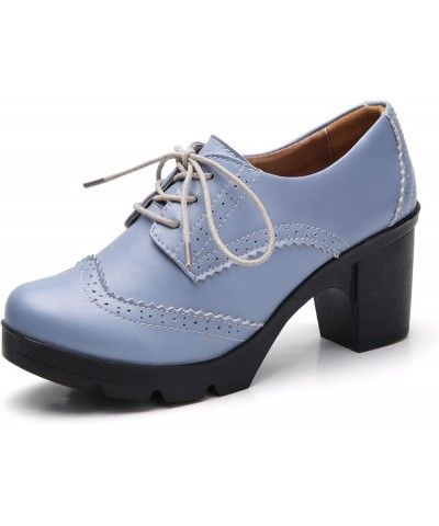 Women's Faux Leather Lace Up Oxfords Comfort Closed Round Toe Ladies Work Dress Shoes Retro Brogue Pumps for Party Brown $23....