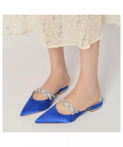 2.5Cm Women Comfort Flat Rhinestone Satin Pointy Toe Slip on Prom Evening Party Dress Shoes Closed Toe Flats Sandals,Ivory,8....